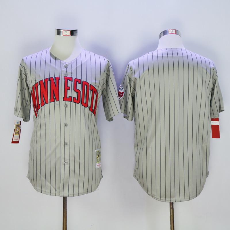 Men Minnesota Twins Blank Grey Stripe Throwback MLB Jerseys